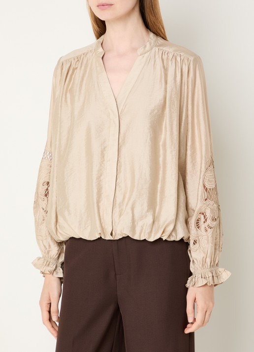 Co'Couture Delin blouse met broderie en ballonmouw