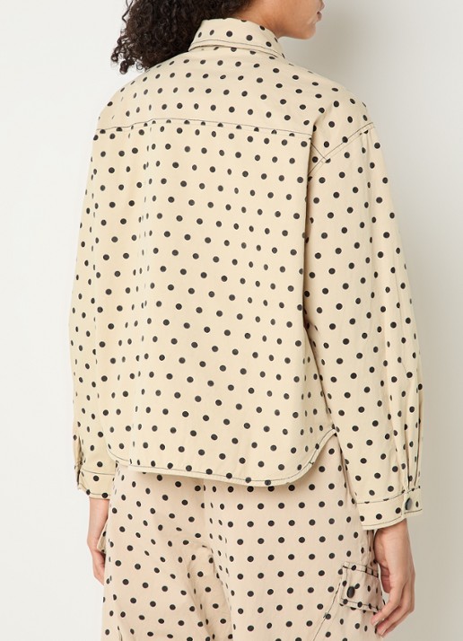 Co'Couture Diddi blouse met stippenprint en borstzakken - achterkant beige