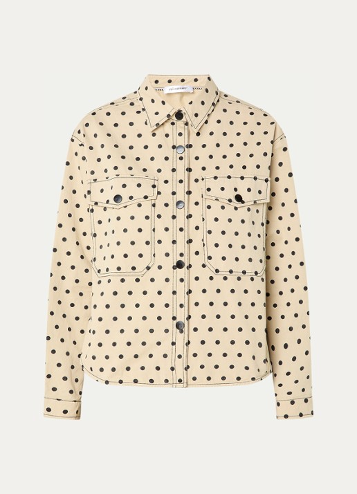 Co'Couture Diddi blouse met stippenprint en borstzakken - voorkant 3 beige