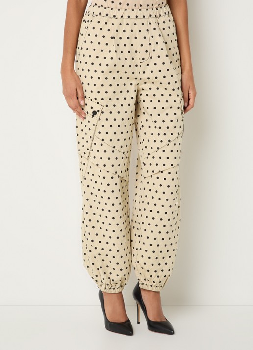 Co'Couture Diddi high waist tapered fit cargobroek met stippenprint