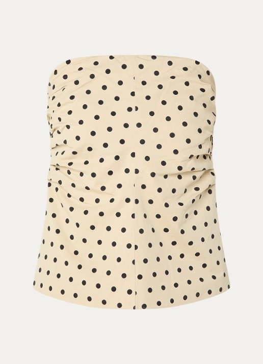 Co'Couture Diddi strapless top met stippenprint - voorkant 3 beige