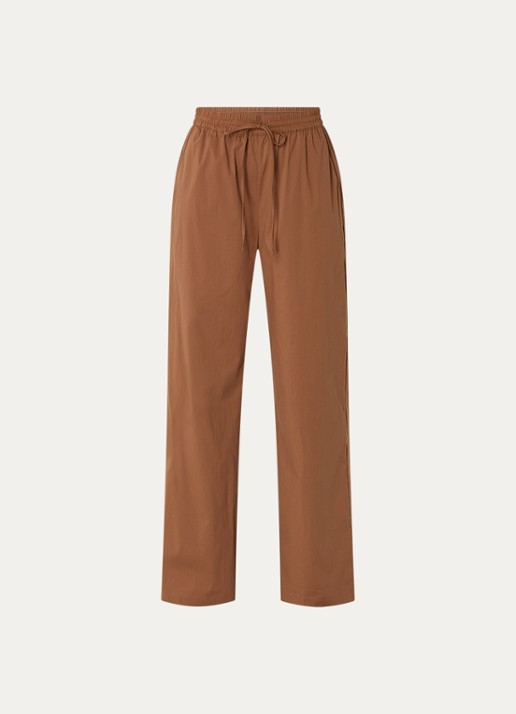 Co'Couture Elara high waist straight fit broek met steekzakken - voorkant cognac