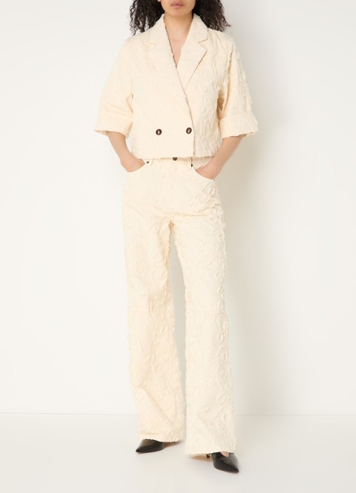 Co'Couture Elton high waist flared jeans met gekleurde wassing - voorkant 2 ivoor
