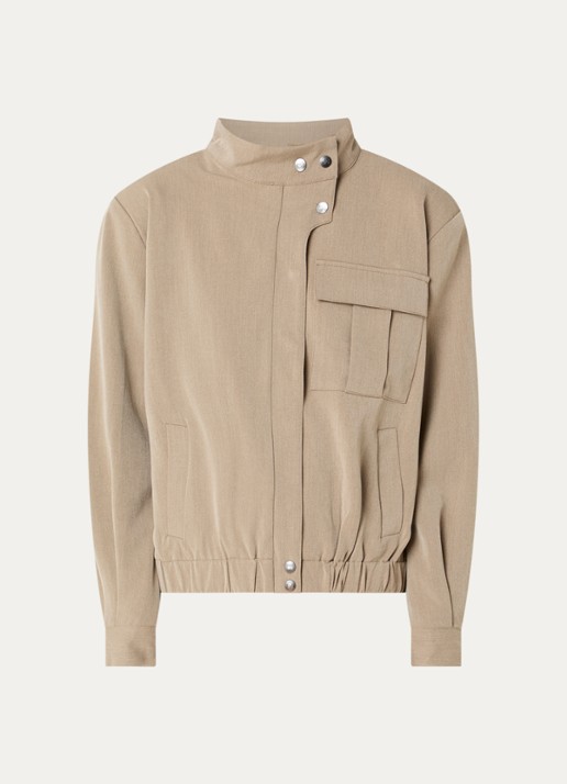 Co'Couture Emina jack met opstaande kraag - voorkant 3 beige