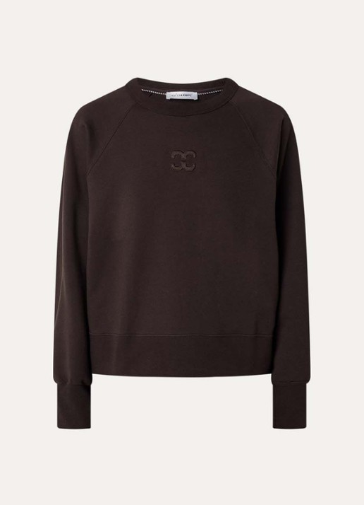 Co'Couture Eris sweater met logoborduring - voorkant 2 donkerbruin