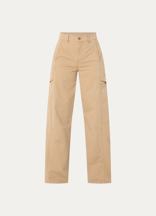 Co'Couture EvelynCC high waist balloon fit cargobroek met klepzakken - voorkant 3 zand