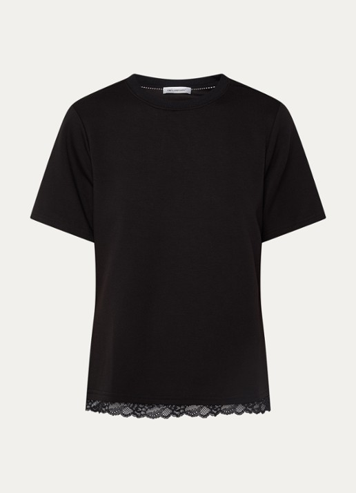 Co'Couture Evi T-shirt met details van kant - voorkant zwart