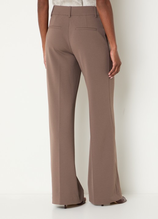 Co'Couture Falcon mid waist flared fit pantalon met steekzakken - achterkant lichtbruin