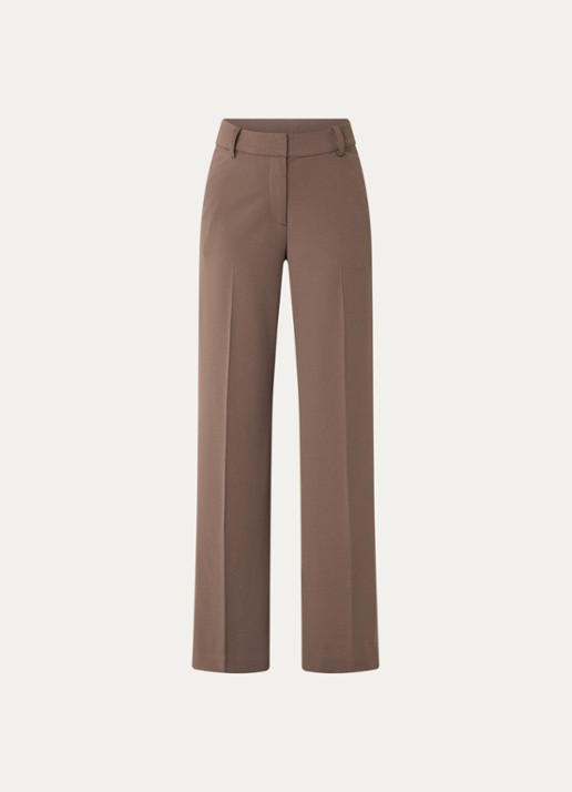 Co'Couture Falcon mid waist flared fit pantalon met steekzakken - voorkant 3 lichtbruin