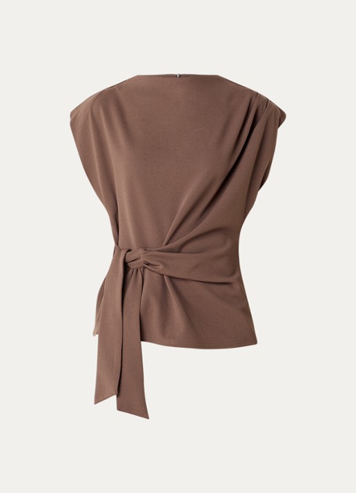 Co'Couture Falcon wikkeltop met strikceintuur - voorkant lichtbruin