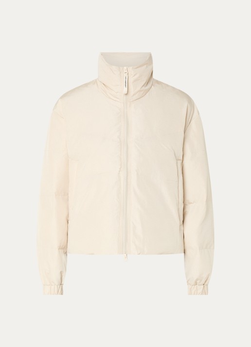 Co'Couture Frosty puffer jack met ritszakken - voorkant 3 beige