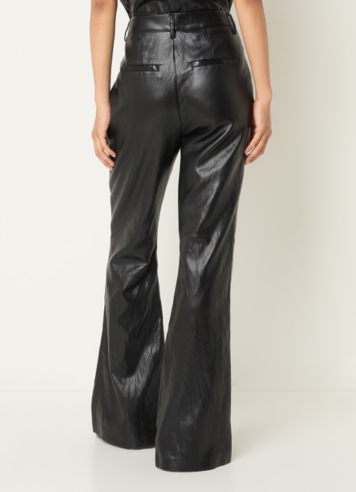 Co'Couture Gitt high waist flared fit broek van imitatieleer - achterkant 4 zwart