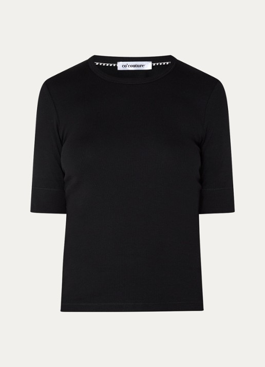 Co'Couture Granny ribgebreide top  - voorkant 2 zwart