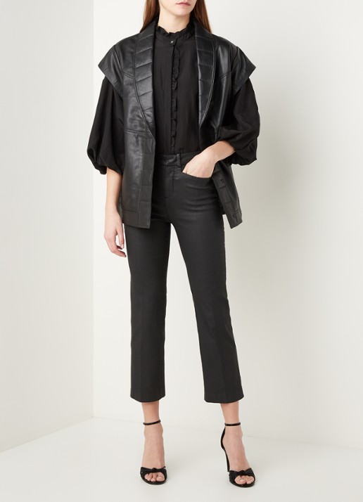 Co'Couture Harvie gilet van lamsleer met steekzakken - voorkant 4 zwart