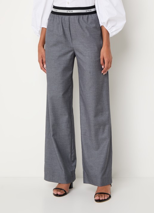 Co'Couture High waist loose fit pantalon met steekzakken - detail 3 grijs
