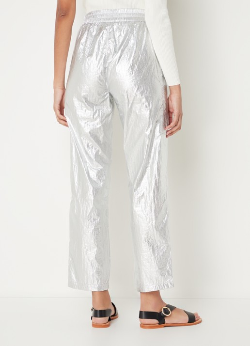 Co'Couture High waist straight fit cargobroek met metallic finish - achterkant 5 zilver