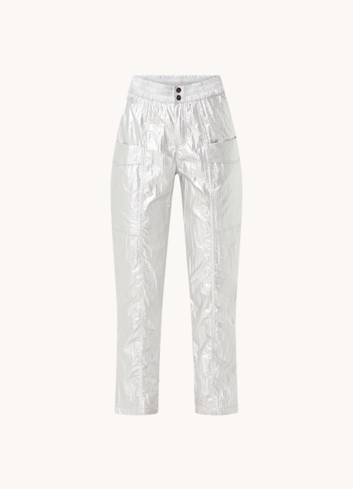 Co'Couture High waist straight fit cargobroek met metallic finish - voorkant 3 zilver
