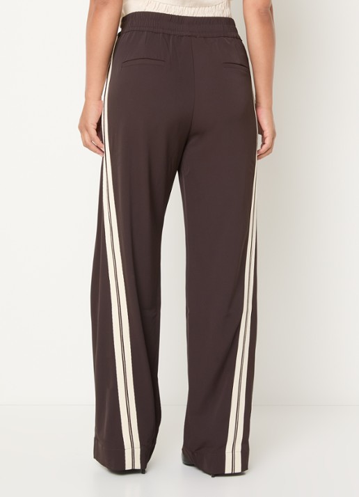 Co'Couture High waist straight fit pantalon met steekzakken - achterkant 4 donkerbruin