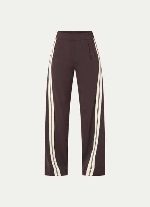 Co'Couture High waist straight fit pantalon met steekzakken - voorkant donkerbruin