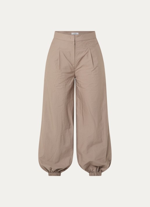 Co'Couture High waist tapered fit broek met steekzakken - voorkant 3 beige