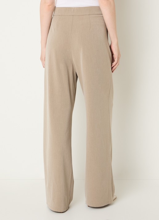 Co'Couture High waist wide fit pantalon met steekzakken - achterkant 4 donkerbeige