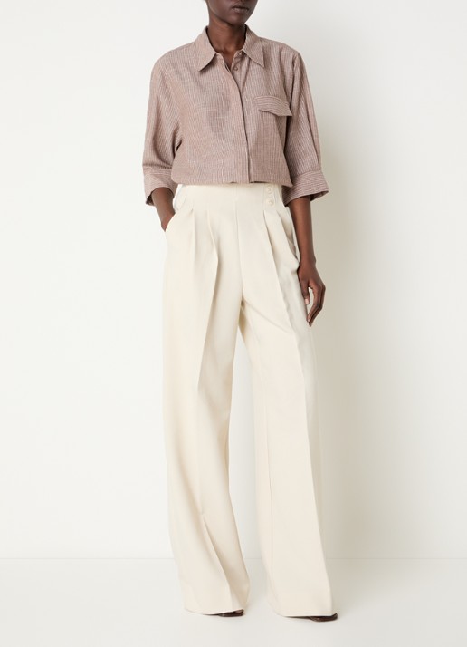 Co'Couture JihoCC blouse met streepprint - voorkant 2 lichtbruin