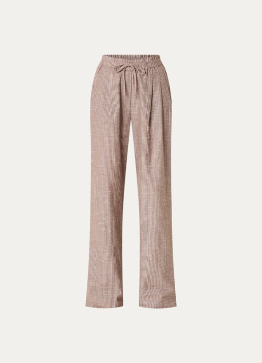 Co'Couture Jihocc high waist loose fit broek met streepprint - voorkant lichtbruin