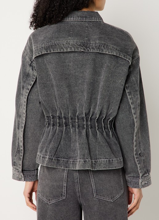 Co'Couture Kellan spijkerjas met studs en plooidetail - achterkant 3 grijs