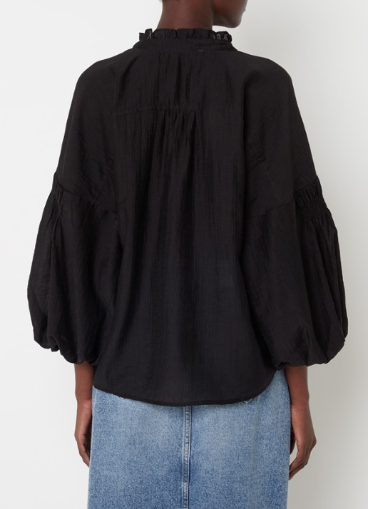 Co'Couture Kendra blouse met ballonmouw - achterkant zwart