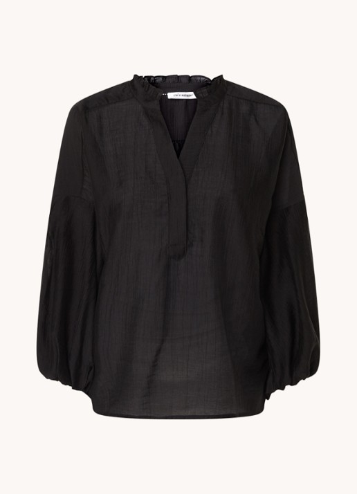 Co'Couture Kendra blouse met ballonmouw - voorkant 3 zwart