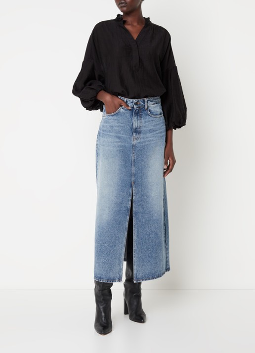 Co'Couture Kendra blouse met ballonmouw - voorkant 4 zwart