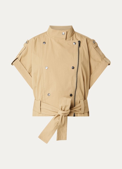 Co'Couture Kesha gilet met strikceintuur - voorkant beige
