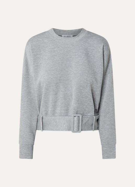 Co'Couture Lance sweater met ceintuur - voorkant 2 grijsmele