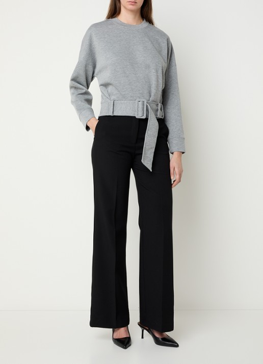 Co'Couture Lance sweater met ceintuur - voorkant 3 grijsmele