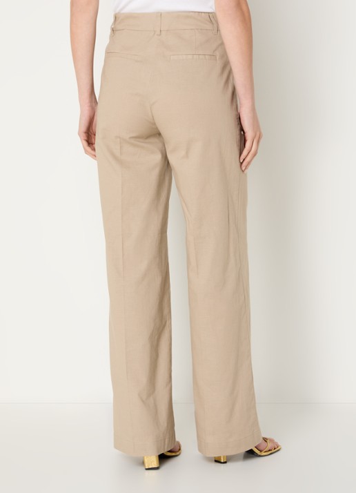Co'Couture LeilaCC LL high waist wide fit pantalon in linnenblend - achterkant 4 beige