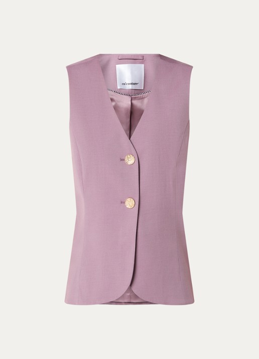 Co'Couture Liam gilet in wolblend met gestrikt detail - voorkant 3 oudroze