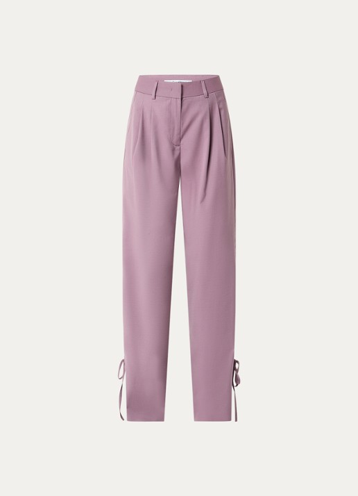 Co'Couture Liam high waist wide fit panatlon in wolblend met gestrikt detail - voorkant 2 oudroze