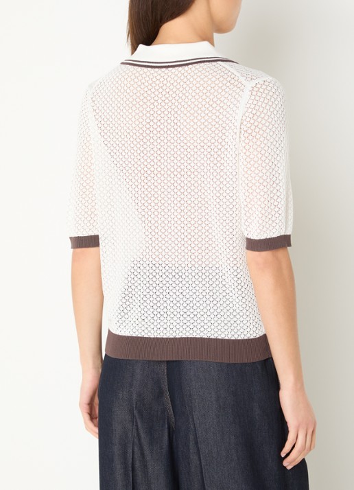 Co'Couture Lue top met opengewerkt dessin - achterkant gebroken wit