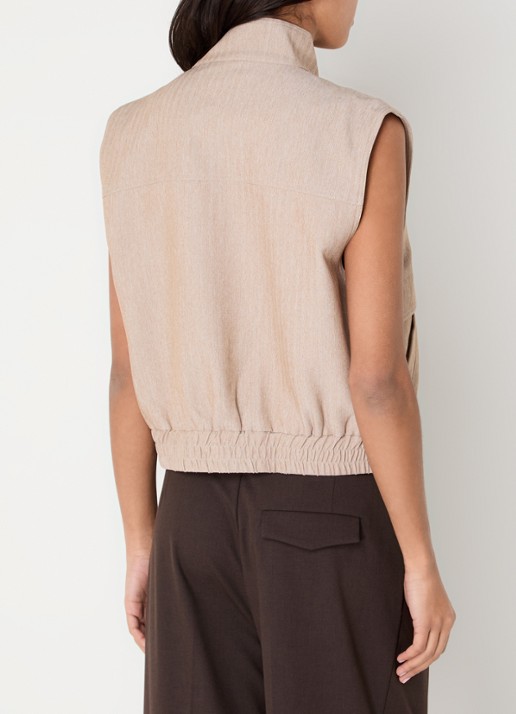Co'Couture Marlo gilet met steekzakken  - achterkant 3 zand