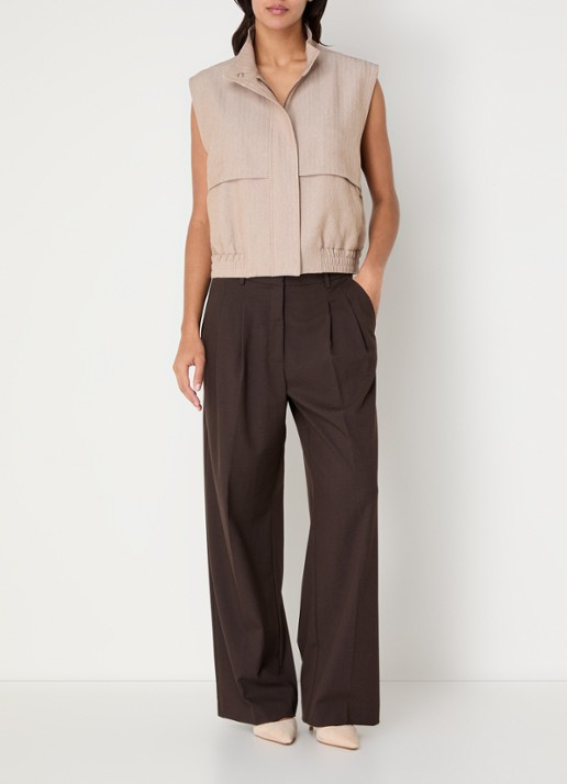Co'Couture Marlo gilet met steekzakken  - voorkant 2 zand