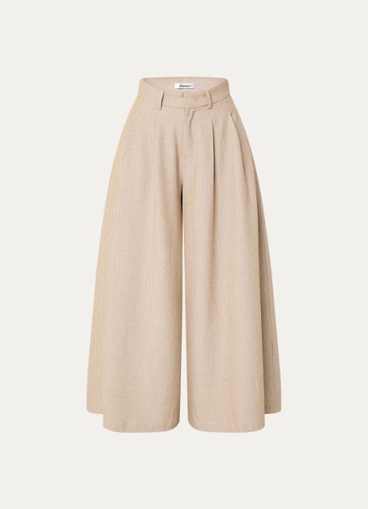 Co'Couture Marlo high waist wide fit pantalon met steekzakken - voorkant zand