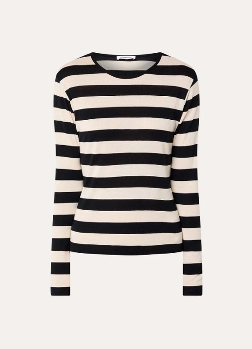 Co'Couture Mason longsleeve met streepprint - voorkant 2 wit