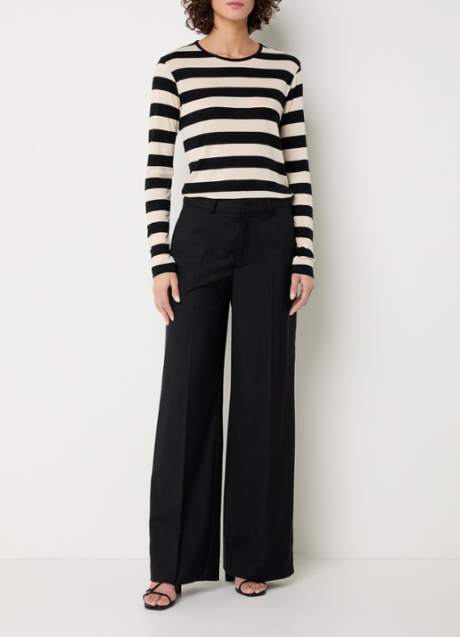 Co'Couture Mason longsleeve met streepprint - voorkant 3 wit