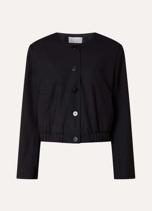 Co'Couture Matty cropped jack met steekzakken - voorkant 3 zwart