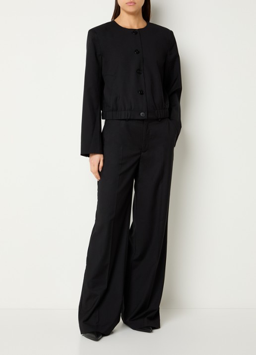 Co'Couture Matty cropped jack met steekzakken - voorkant 4 zwart