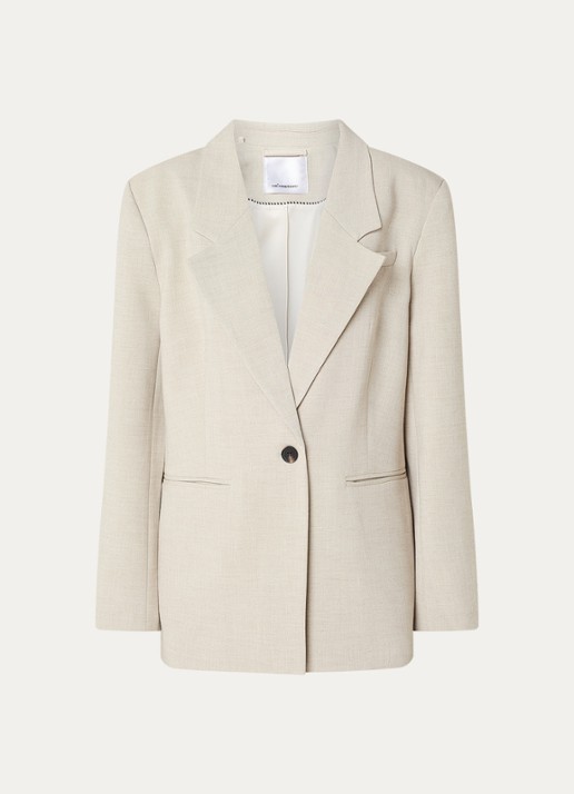 Co'Couture Mava oversized blazer met paspelzakken - voorkant 2 beige