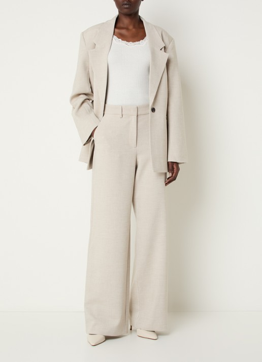 Co'Couture Mava oversized blazer met paspelzakken - voorkant 3 beige