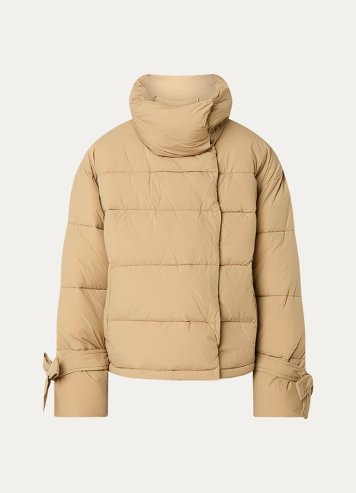Co'Couture Megan puffer jack met steekzakken - voorkant 2 beige