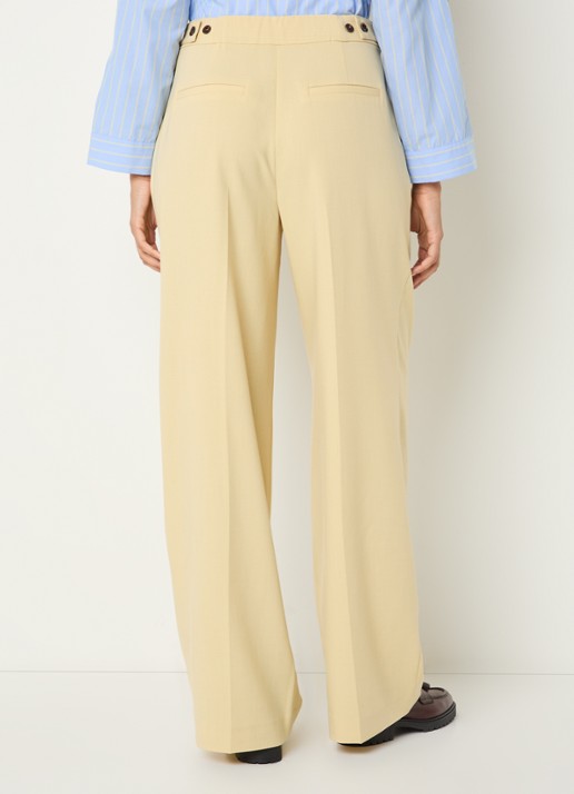 Co'Couture Nilan high waist wide fit pantalon met steekzakken - achterkant 3 geel