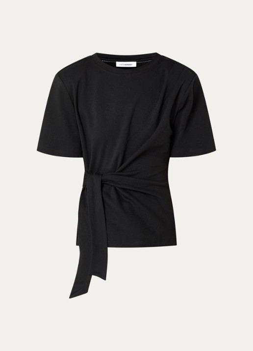 Co'Couture Orianne T-shirt met strikceintuur - voorkant zwart
